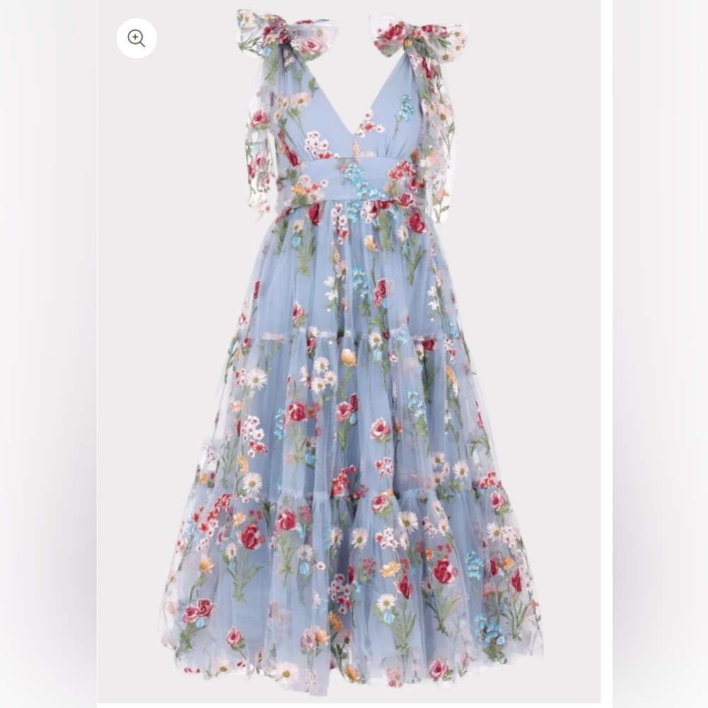 JessaKae Floral Embroidered Maxi Dress - Blue and Multicolor